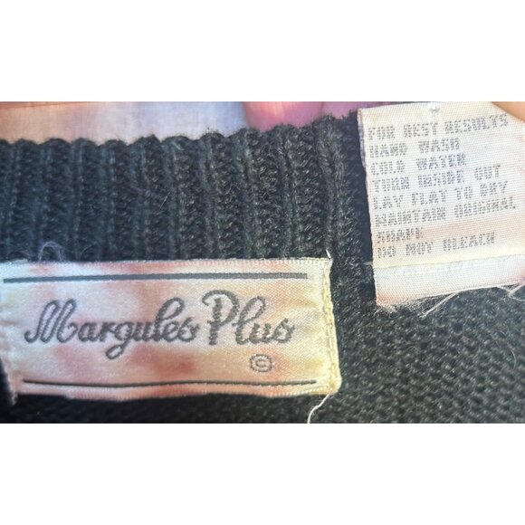 Vintage Womens Lg (estimated) Sweater Black Sequin Floral 80s Old Money - Picture 2 of 8